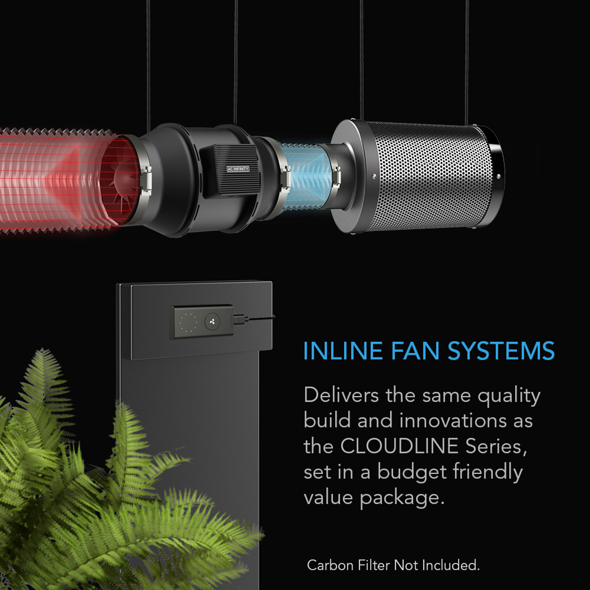 CLOUDLINE LITE A4, Quiet Inline Fan with Speed Controller, 4-Inch - Image 2