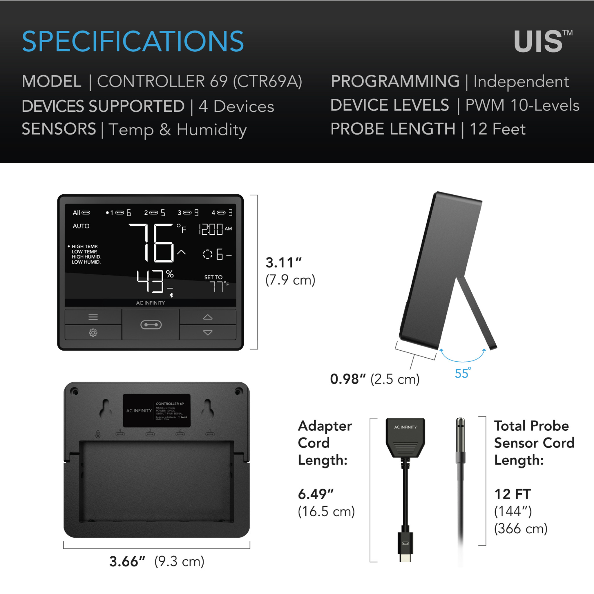 CONTROLLER 69, Independent Programs for Four Devices, Dynamic Temperature, Humidity, Scheduling, Cycles, Levels Control, Data App, Bluetooth - Image 6